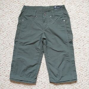 KUHL Capri Shorts Women 2 Green Hiking Nylon Mountain Culture RollTab Convertibl
